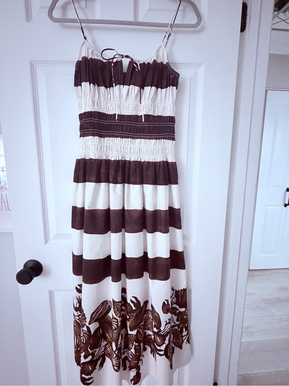 J. Crew midi dress! NEW 
Striped Spaghetti-Strap Maxi Dress in BROWN and CREAM